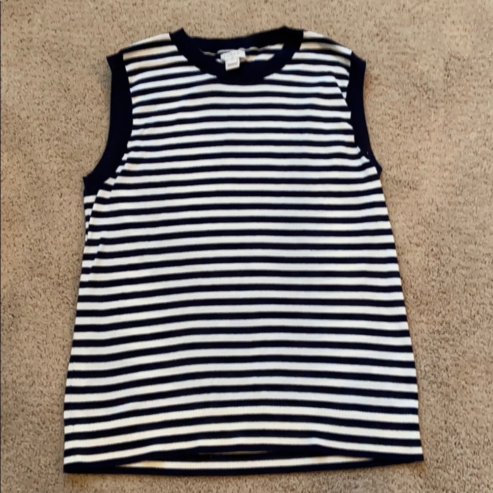 J crew navy ivory stripe sleeveless sweater small